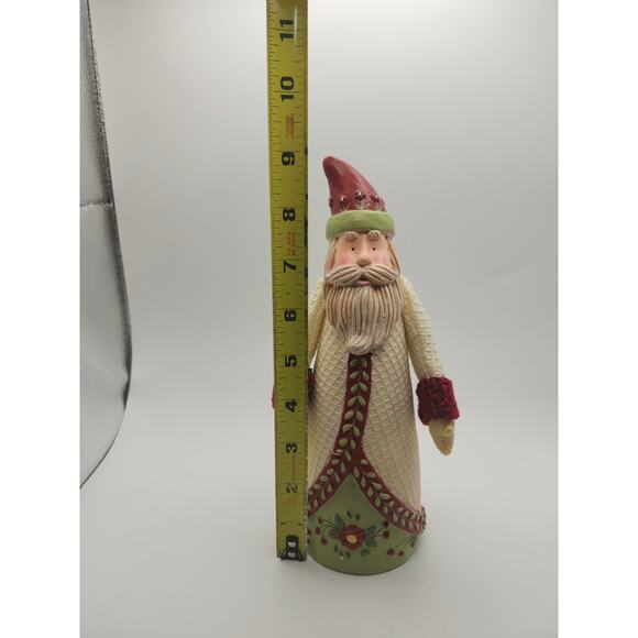 Walmart Santa Figurine Christmas Holiday Red Green Cream Resin Folk Art Style 9” - Picture 2 of 8